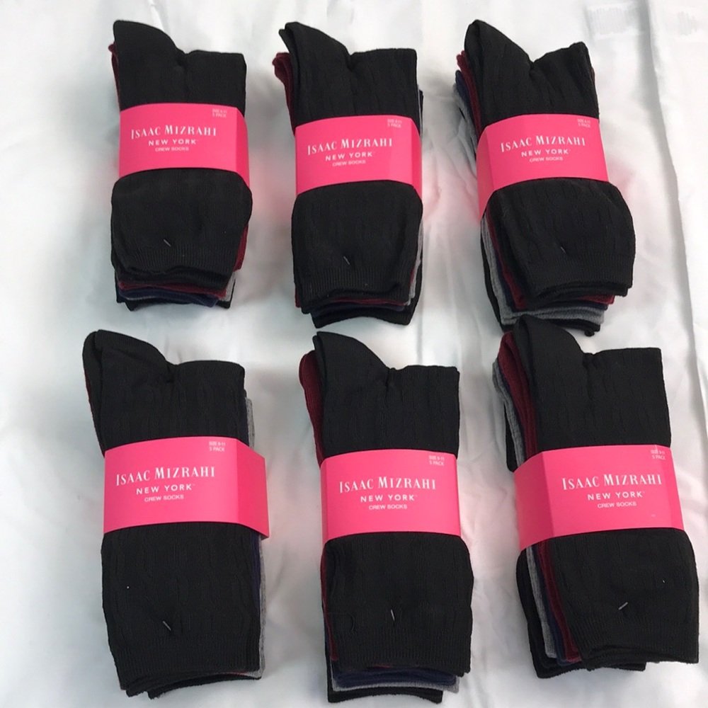 ISAAC MIZRAHI Three FIVE PACK WOMANS CREW SOCKS MULTI COLOR FREE GIFT W ALL ORDE